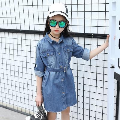 China 2019 Spring Girls Anti-Shrink Jeans Long Sleeve Fashionable T-shirt Kids Denim Shirt for sale