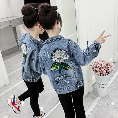 China Viable wholesale fashion girls denim jacket kids 2019 new jeans jacket embroidery girls sportswear for sale