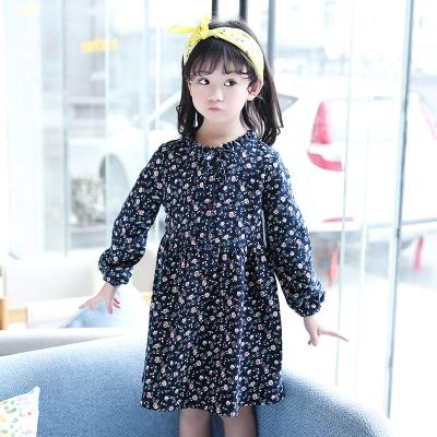 China Eco - Friendly Product Popular Stretching Long Sleeve Flower Printing Girls Princess Dress for sale