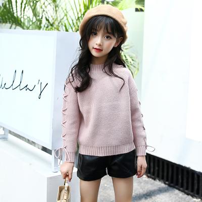 China Wholesale Girls Anti-Shrink Spring Solid Sweater O-Neck Design Kids Pullover Sweater for sale