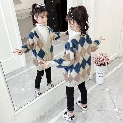 China Fashion anti-shrink wholesale children's sweater girl sweater coat plus straight long child sweater coat for sale