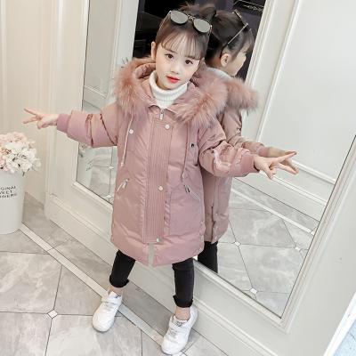 China Korean girls anti-shrink feather coat long hooded children winter clothes for sale