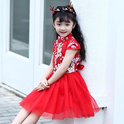 China Girls Cheongsam Dress Traditional Style Chinese Princess Dress Printed Embroidered Cheongsam for sale