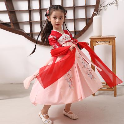 China Traditional Chinese Dress Fashion Chinese Hanfu Clothing Kids Embroidery Skirt 1 Piece Set Girls Hanfu Dress Tang Suit Children for sale