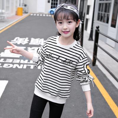 China Breathable Cotton Fabric Girls Pullover Embroidered Letter Lace Sleeve Hollow-out Hoodies for sale