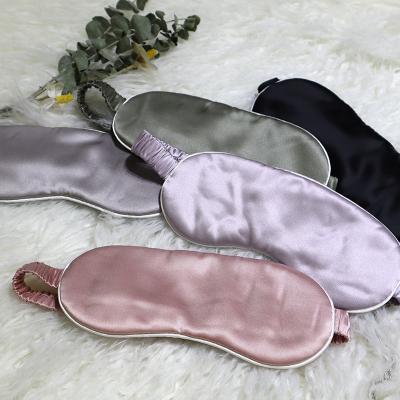 China Promotion Hotel Travel Wedding Gift Satin Eye Mask Solid Color 8x20cm Sleep Silk Soft Silk Eye Mask for sale