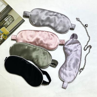 China 2022 Silk New Solid Color Eye Mask Black Gray Green Pink Purple Sleep Simple Silk Eye Mask for sale