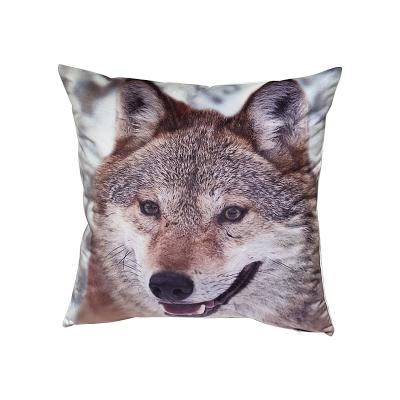 China PORTABLE Office Gray Taupe Cushion Cover Soft Living Room 45x45cm Wolf Print Pillowcase Cushion Sofa for sale