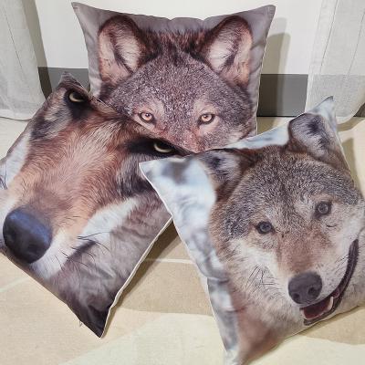 China PORTABLE high quality home decor printed pillow cover Gray Taupe 45x45cm throw pillow cover with Wolf Pattern for sale