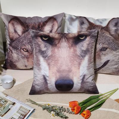 China 2022 Gray Taupe Wolf Print Cushion PORTABLE Home Decor Sofa Bed Car Seat Cushion Cover 45x45cm for sale