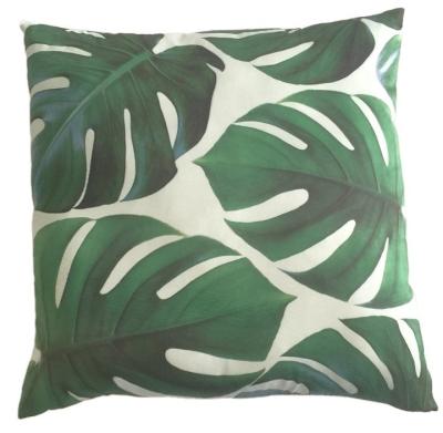 China Sustainable Modern Style Leaf Print Fabric Cushion Cover for sale