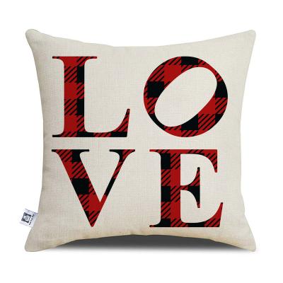 China 2022 Anti-static Premium Valentine's Day Pattern Font Printing Cushion Cover Sofa Decoration Pillow Case for sale