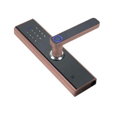 China Modern Minimalist Fingerprint Open Smart Wooden Door Lock Multifunctional WiFiAPP One-touch Password Lock Electronic Home Mobile Phone for sale