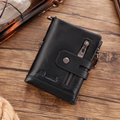 China Factory Direct Sales New Fashion Men's Waterproof Multi Card Slot Wallet Zipper Card Bag Short Leather Purse for sale