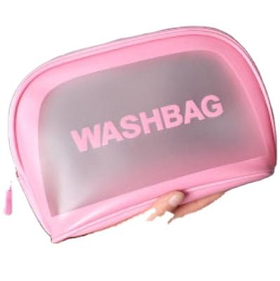 China Large Capacity OEM Customized Travel Frosted Translucent PVC Zipper Cosmetic Bag for sale