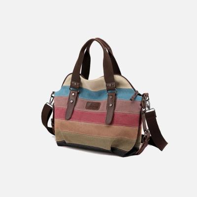 China Zipper Closure 2021 New Retro Tote Female Rainbow Splice Large Capacity Slanted Single Shoulder Bag Launched for sale