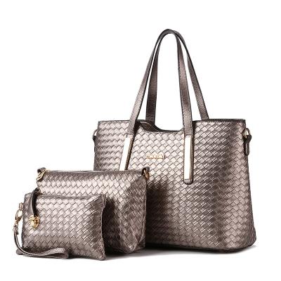 China Hot Sale High Quality Classic Elegant Fashion Classic Women's Handbag 3-in-1 Set 3-in-1 Trend PU Leather Women Handbag for sale