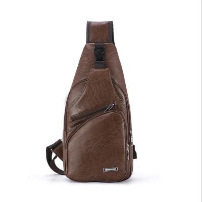 China With USB Men's Chest Bag Outdoor Leisure PU Leather Wholesale New Korean Single Shoulder Briefcase for sale