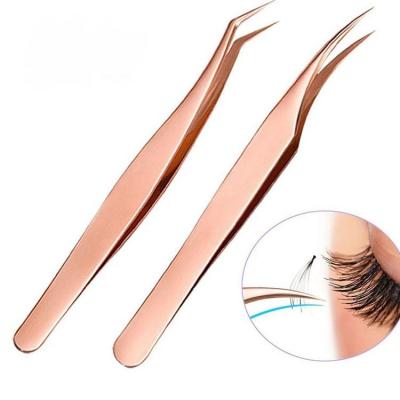 China All Types Available Rose Gold Diamond Grip Eyelash Kit With Custom Logo Eyelash Extension Tweezers for sale