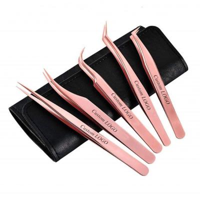 China All Types Extension Available Qingdao Factory Private Label Stainless Steel Gold Eyelash Mink Eyelashes Tweezers Kit for sale