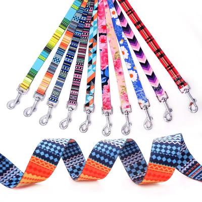 China Custom Quick Release Free Design Dog Leash Sublimation Customize Print Logo Wholesale Polyester Nylon RPET Dog Leash for sale