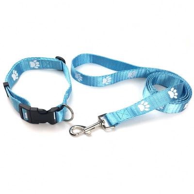 China Luxury Padded High Quality Nylon Heavy Duty Printed Dog Leash And Collar for sale