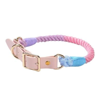 China Macaron INS Dog Collar Stocked Handmade Braided Rope Comfortable For Small Medium Large Dogs for sale