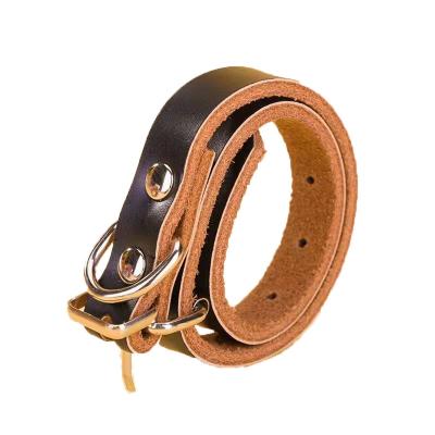 China Luxury Genuine Leather Thick Leather Collar and Stocked Pet Apparel Wholesale Dog Collar Pet Lead for sale