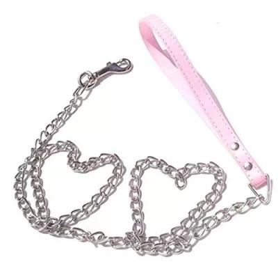 China Multicolor PU Handle Leash Pet Safety Collar P Chain Small Medium Stocked Dog And Rose for sale