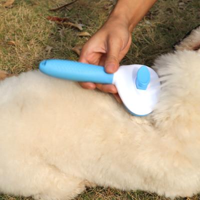 China Hot Sale Pet Grooming Tool Dog Cat Long Pin Self Cleaning Slicker Stocked Soft Hair Brush for sale