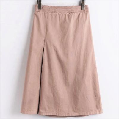 China 2021 High Fashion Anti-Static Women's Casual Elastic Waist Flared Skirt Pleated Midi Skirt With Pockets for sale