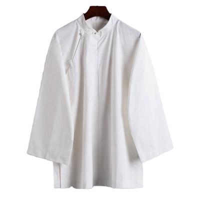 China High Quality Loose Collar Stand Collar Cotton Womens Long Sleeve Spring Breathable Blouses for sale