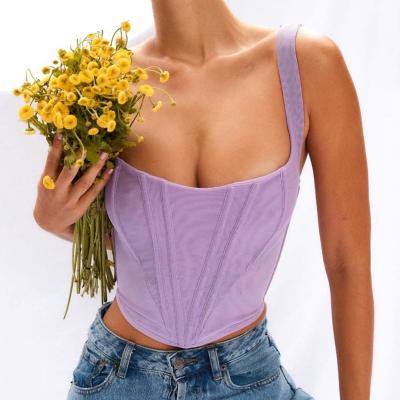 China Backless Sleeveless Sexy Boned Elegant QUICK DRY Fashion Crop Top Corset Tops Gathered Zipper Club Party Wear for sale