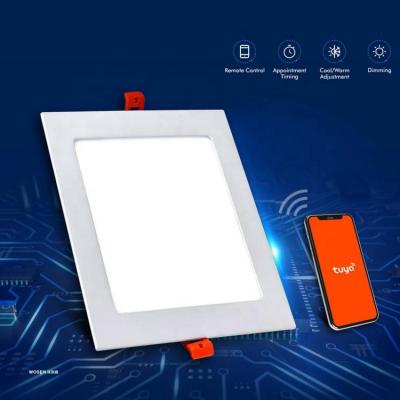 China New modern super slim wifi 9W tuya app smart color setting adjustable cct led square rgb panel light for sale