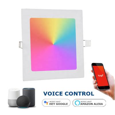 China Modern small TDC shine TUYA alexa app modern dimmable multicolor google music wifi control smart LED panel light for sale