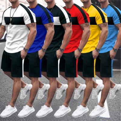 China 2022 New Running Men's Sports Casual QUICK DRY Fitness Men's Short Sleeve Shorts Set for sale