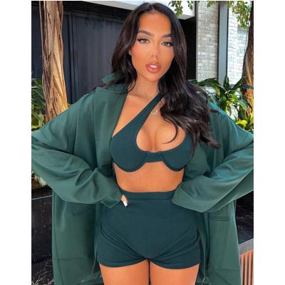 China Amazon Breathable Breathable Summer Sexy Off Shoulder Crop Top Elastic Waist One Pants Set Women Fashion Solid Color Casual Women Two Piece Sets for sale