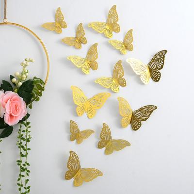 China Festivals hollowed out butterfly wall sticker 3D butterfly foreign trade three-dimensional hollow paper wedding festival for sale