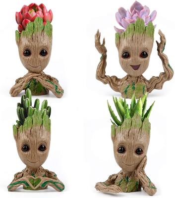 China Cartoon Toy Drop Shipping Baby Groot Pen Flower Pot The Galaxy Flower Pot Tree Man for sale