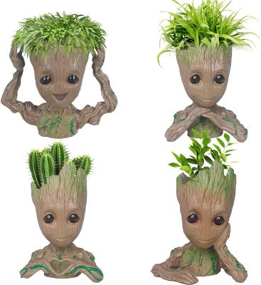 China Cartoon Toy Flowerpot Baby Groot Flower Pot Planter Pot Pencil Holder Desktop Party Ornament Succulent Christmas Birthday Gift for sale