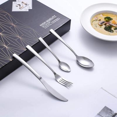 China Viable Wholesale Reusable Custom Logo Gold Luxury Hotel Wedding Flatware Set Stainless Steel Cutlery Set for sale