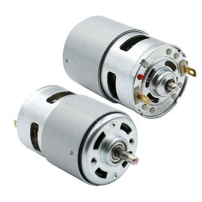 China Large torque high speed 42mm double ball bearing 775 12V 24V 20000rpm PMDC brush DC motor for sale