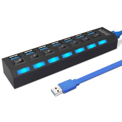 China hot hold & Game USB Device Factory Wholesale 7 Ports LED USB High Speed ​​480 Mbps Adapter 2.0 USB Hub For Computer for sale