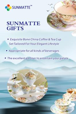 China Sunmatte Lifestyle Gifts Exquisite Bone China Tea & Coffee Cup Set Blauw/Roze voor meerdere gelegenheden Te koop