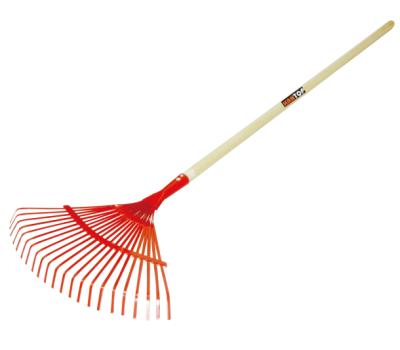 China 71345 Garden Rake 22T Leaf Rake With Long Wooden Handle for sale