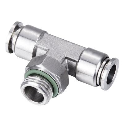 China Hotels Air Tee Threaded Push In Pneumatic Tube SS 304 Stainless Steel Fittings for sale