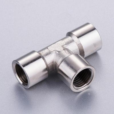 China Hotels Equal Female Tee Brass Pipe Fitting, Pneumatic Pipe Fitting For Nylon Tubes for sale