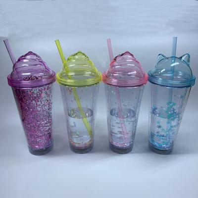 China Cute led bar ice cream tumbler with lid and straw light tumbler cup led tumbler glass for kids for sale