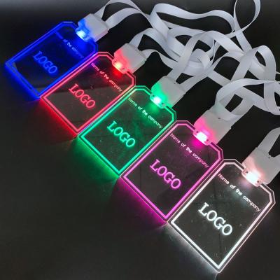 China Wholesale custom high quality acrylic cheap led flashing lanyard customized logo led necklace for party for sale