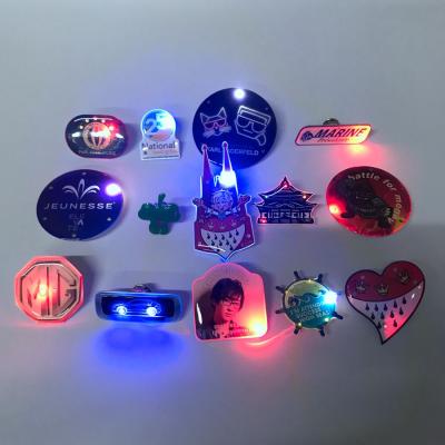 China Supplier LED Classic PCB+Epoxy+metal Lighting Badge Customized Shape LOGO LED Magnetic Pin Badge Wholesale For Party for sale